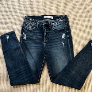 Buckle Stella, High rise Midnight Blue Distressed Skinny Jeans